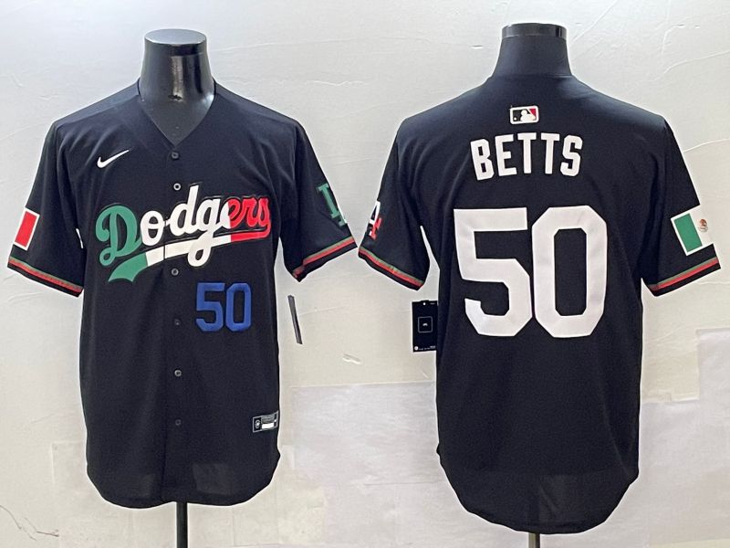 Men Los Angeles Dodgers #50 Betts Black Mexico Nike 2025 MLB Jersey style 4